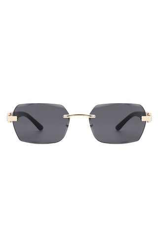 Designer Inspired Rectangle Retro Rimless Tinted Square Sunglasses