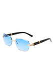 Designer Inspired Rectangle Retro Rimless Tinted Square Sunglasses