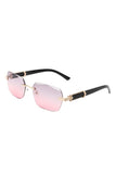 Designer Inspired Rectangle Retro Rimless Tinted Square Sunglasses