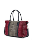 Designer Inspired MKF Faux Crocodile-Embossed Duffle Bag by Mia K