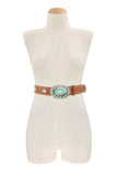 Designer Inspired Oval Bohemia Turquoise Buckle Belt