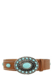 Designer Inspired Oval Bohemia Turquoise Buckle Belt