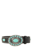 Designer Inspired Oval Bohemia Turquoise Buckle Belt