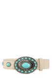 Designer Inspired Oval Bohemia Turquoise Buckle Belt