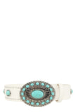 Designer Inspired Oval Bohemia Turquoise Buckle Belt