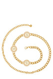 Designer Inspired Circle Five Pearl Charm Chain Belt