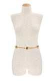 Designer Inspired Circle Five Pearl Charm Chain Belt