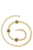 Designer Inspired Circle Five Pearl Charm Chain Belt