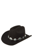 Silver and Turquoise Chain Accent Fedora Hat