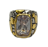 Designer Inspired 2 Tone Rhodium Gold and Silver Fashion Ring