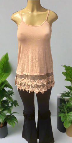 Back in The Saddle  Peach Lace Cami