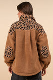 VERY J Fuzzy Leopard Button Down Long Sleeve Jacket