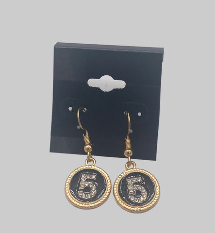 Designer Inspired No 5 Fashion Earrings Gold Plated or Rhodium