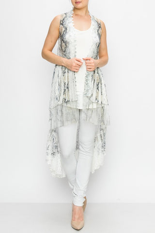 Origami Hi-Lo Lace Ivory Snake Vest