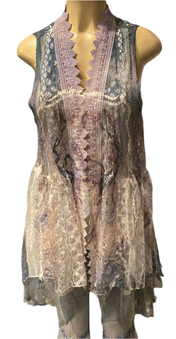 Origami Hi-Lo Lace Vest Western