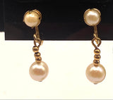 Vintage Amco Faux Pearl Screw Back Earrings 12K Gold Filled