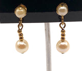Vintage Amco Faux Pearl Screw Back Earrings 12K Gold Filled