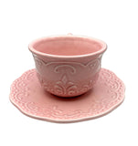 Vintage Flat Cup & Saucer Set Scallop Pink by American Atelier