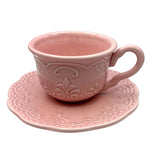 Vintage Flat Cup & Saucer Set Scallop Pink by American Atelier