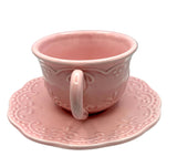 Vintage Flat Cup & Saucer Set Scallop Pink by American Atelier
