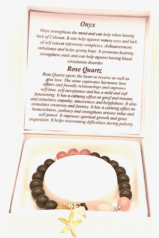 Onyx and Rose Quartz Stretch Bracelet