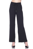 💐Solid Pleated Palazzo Pants with Drawstring Black💐