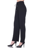 💐Solid Pleated Palazzo Pants with Drawstring Black💐