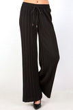 💐Solid Pleated Palazzo Pants with Drawstring Black💐