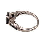 925 Silver Black Sapphire Cocktail Ring Size 10