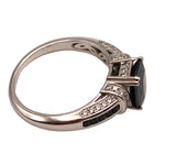 925 Silver Black Sapphire Cocktail Ring Size 10