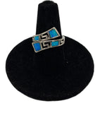 925 Silver Aztec Blue Fire Opal Size 6