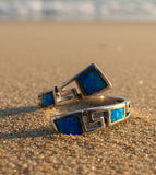 925 Silver Aztec Blue Fire Opal Size 6