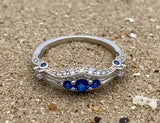 925 Silver Blue Sapphire and Cubic Zirconia