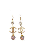 Designer Inspired Gold Filled Rhinestone CC Earrings