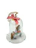 Vintage J.S.N.Y. Carrousel Bell Crystal Glass & Porcelain Horse Ornament with Box