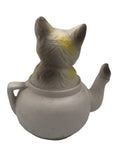 Vintage MCM Cat in Teapot with Flower Design Figurine JB Taiwan