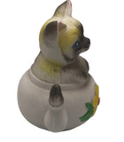 Vintage MCM Cat in Teapot with Flower Design Figurine JB Taiwan