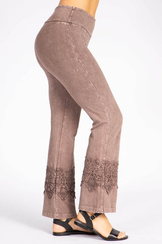Chatoyant Wide Lace Crop Pants Desert Taupe