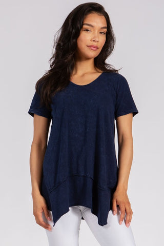Chatoyant Basic Mineral Wash Top Electric Blue