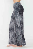 Chatoyant Plus Size Bohemian Tie Dye Palazzo Pants Grey