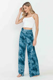 Chatoyant Plus Size Bohemian Tie Dye Palazzo Pants Teal