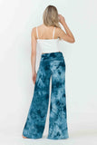 Chatoyant Plus Size Bohemian Tie Dye Palazzo Pants Teal