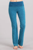 Chatoyant Plus Size Bootcut Mineral Wash Fold Over Waist Pants Aqua Blue