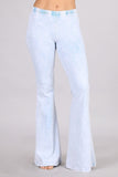 Chatoyant Plus Size Mineral Wash Bell Bottoms Black & Powder Blue 1XL