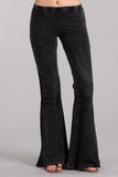 Chatoyant Mineral Wash Lace Thermal Bell Bottoms Black