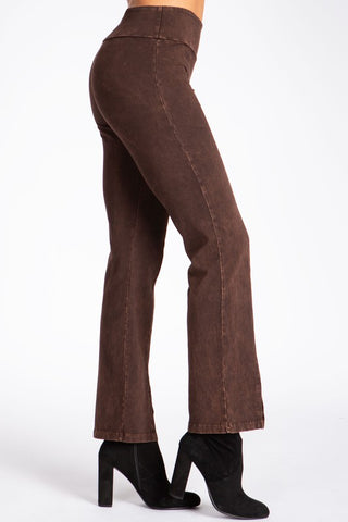 Chatoyant Plus Size Mineral Wash Straight Fit Pants Brown