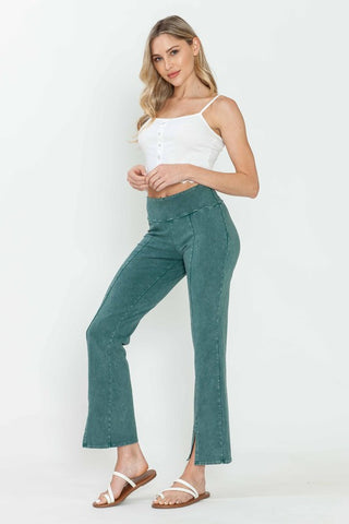 Chatoyant Mineral Wash Straight Fit Pants Emerald