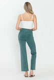 Chatoyant Plus Size Mineral Wash Straight Fit Pants Emerald