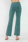 Chatoyant Plus Size Mineral Wash Straight Fit Pants Emerald