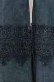 Chatoyant Plus Size Wide Lace Crop Pants Blue Gray
